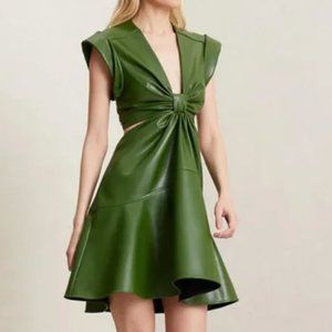 NWT A.L.C. Lexi Vegan Leather Green Dress, XS (0)